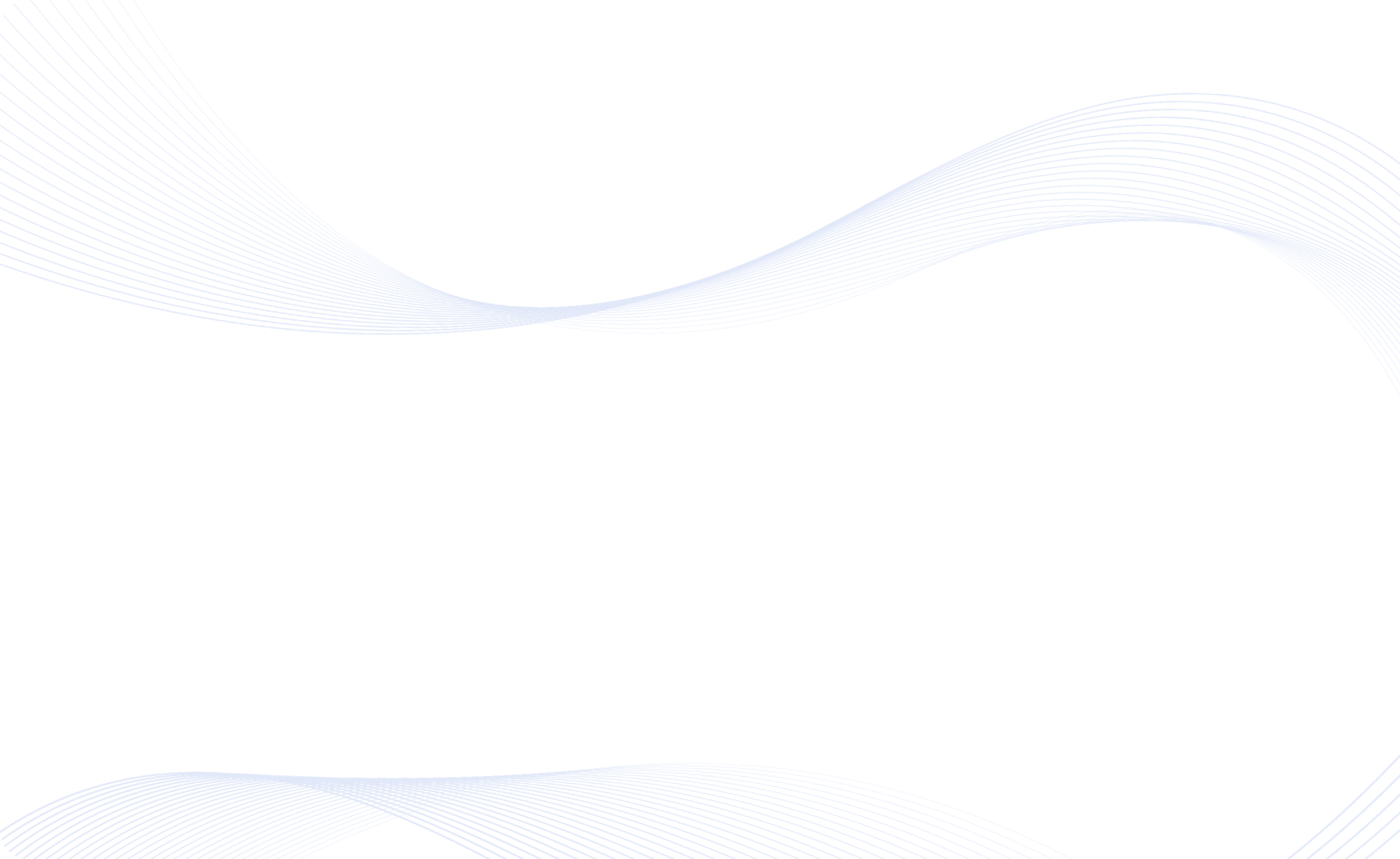 Abstract image with a white background featuring two thin, wavy, light blue lines curving across the top left and bottom right corners, creating a sense of gentle motion and flow.
