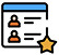 An icon of a webpage with two profile images, text lines next to each, and a gold star in the bottom right corner, symbolizing featured or favorite profiles.